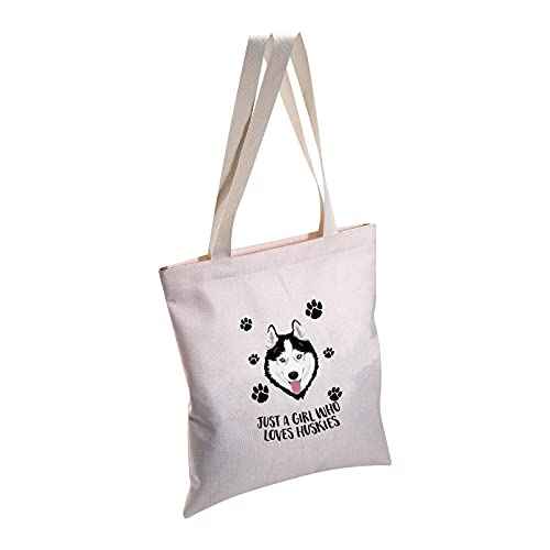 MBMSO Husky Makeup Bag Husky Lover Gifts for Women Just a girl Who Loves Huskies Cosmetic Bag Siberian Husky Owner Gifts for Husky Mom Zipper Pouch Travel Case (Husky Tote bag)
