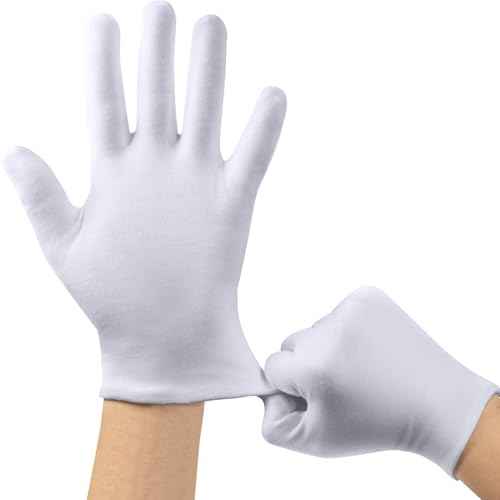 3Pairs Cotton Gloves for Dry Hands Sleeping, White Cotton Eczema Gloves Breathable Machine Washable Cloth for Men and Women