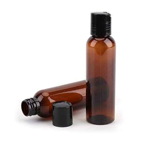 Bekith 30 Pack 4oz Plastic Squeeze Bottles with Disc Top Flip Cap, Empty Amber BPA-Free Refillable Containers For Shampoo, Lotions, Liquid Body Soap, Creams