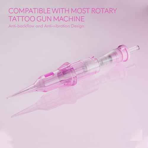 BIOMASER PINKY Pro Tattoo Cartridge Needles, 1RL 0.25mm Round Liner, 20 count Professional Disposable Single Needle Cartridges with Membrane for Tattooing Permanent Eyebwow,lip,Hair Scalp(0801RL)