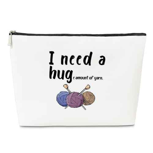 JioJio Chan Crochet Women Makeup Bag, I Need a Huge Amount of Yarn, Yarn Knitting Supply, Crochet Gift Knitting Accessory and Gadget, Beach Bags