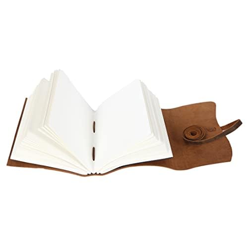 Leather Journal Notebook, Genuine Leather Journal for Men & Women Handmade Writing Travel Notebook, 240 Unlined Pages Vintage Notepad Gift: Rustic Brown (7"x5")