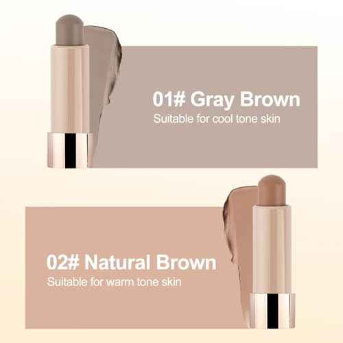 Erinde Cool Toned Contour Stick, Cream Contour Stick, Matte Bronzer Stick, Waterproof & Long Lasting Face Shaping Makeup, Travel Size, 01 Gray Brown