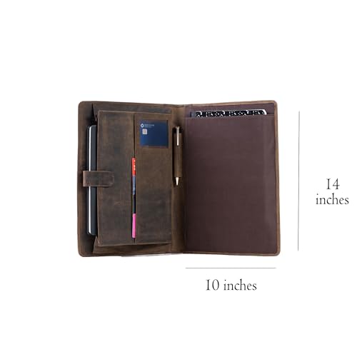 Leather Business Portfolio with Luxury Pen Business Personal Organiser Folder Full Grain Leather padfolio by KomalC (Buffalo Distressed Tan)