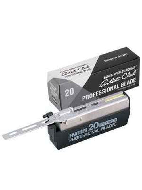 Feather Artist Club Pro Super Single Edge Razor Blades For Men - Barber Accessories for Thick, Coarse Beard Hair - Fits All Artist Club Straight Razor Handles (5 Pack of 20)