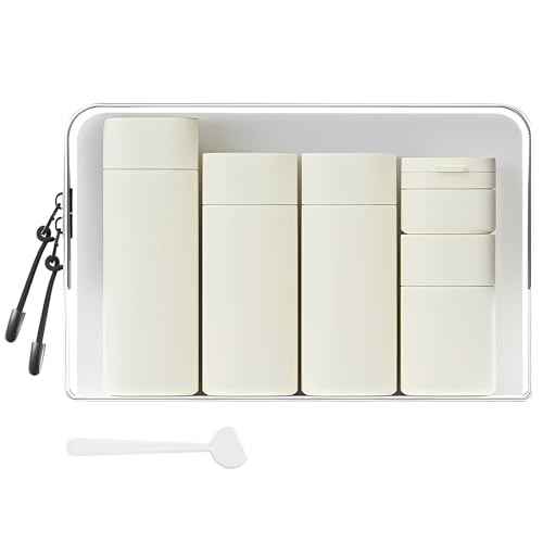 Travel Bottles for Toiletries, 5 Pack Travel Size Containers, TSA Approved Leak Proof - Refillable Silicone Toiletry Containers with Clear Bag for Shampoo, Conditioner & Lotion