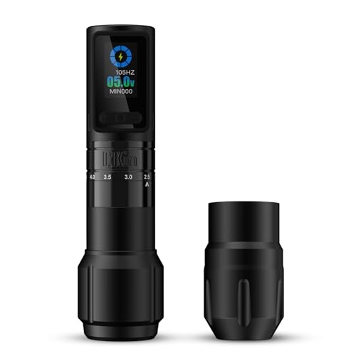 INKin Inferno Wireless Tattoo Machine 6 Adjustable Stroke 2.0mm - 4.5mm, Tattoo Gun with 40mm and 36mm Large Grip, 1800 mAh Battery Supports 6-8 Hours of Work, Great for Tattoo Artists