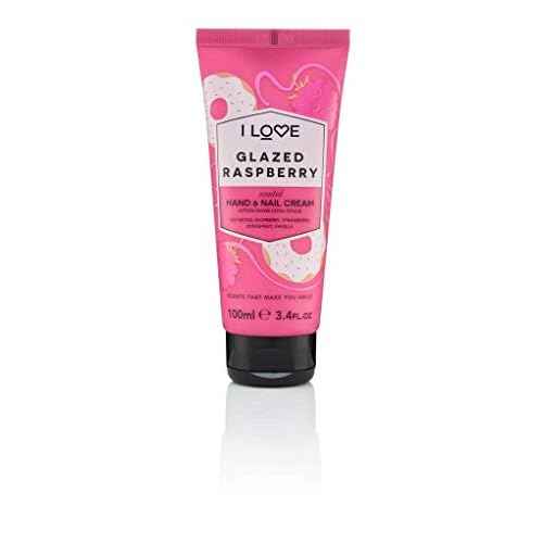 I Love Glazed Raspberry Scented Hand and Nail Cream - Hand Cream for Dry Hands - Vitamin E, Coconut Oil, and Shea Butter - Silicone Free - 3.4 oz