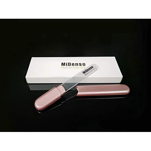 Premium Glass Nail File with Case, Crystal Diamond Salon Best Beauty Nail Buffer for Natural and Acrylic Nails Christmas Gift for Woman and Man,Apricot