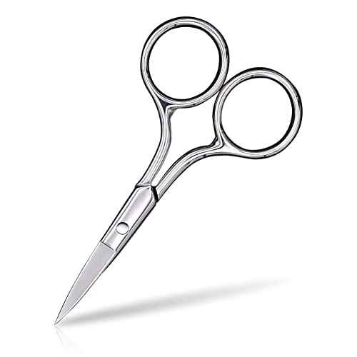 Eyebrow Scissors, Small Scissors for Hair, Eyebrows, Nose Hair, Beard, Eyelashes, Cuticle. Stainless Steel Fine Straight Tip Nose Hair Scissors