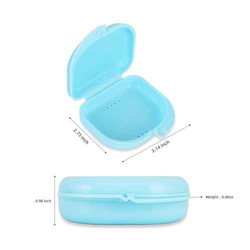 Annhua Dental Mouthguard Container Orthodontic Retainer Case with Vent Holes, Denture Holder Box Clear Aligner Case Slim for Household|Travel|Office - Bluish - Light & Easy to Carry