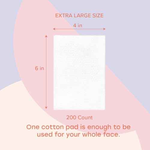 White Rabbit ? Naked Cotton Classic ? Premium 100% Cotton Pads for Toner Use, Makeup Remover, and Masks | Unbleached, Lint-Free, Extra Soft | Korean Skin Care Product (200 Count)