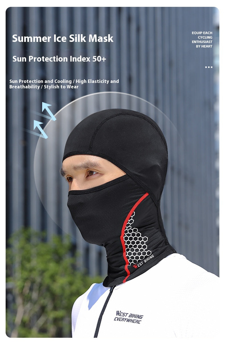 Ice Silk Full Face Sun Mask - Black