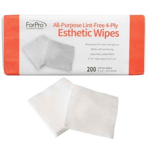 ForPro Professional Collection All-Purpose Lint-Free 4-Ply Esthetic Wipes, Non-Woven, For Salon and Spa Use, Soft, Strong and Durable, Latex-Free, 4" x 4", 200-Count