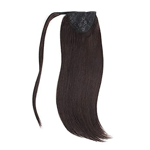 ABH AMAZINGBEAUTY HAIR Remy Human Hair Extensions Ponytail for fashion Women, Wrap in Easy to Use, 80 Gram, Dark Brown 2 Color, 16 Inch