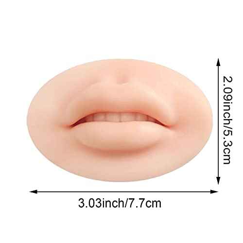 2 Pieces 3D Tattoo Practice Lips Module Open Mouth with Teeth, Soft Silicone Realistic Tattoo Fake Skin, Microblading Practice Skin for Semi Permanent Make Up Supplies (2pcs, Beige)