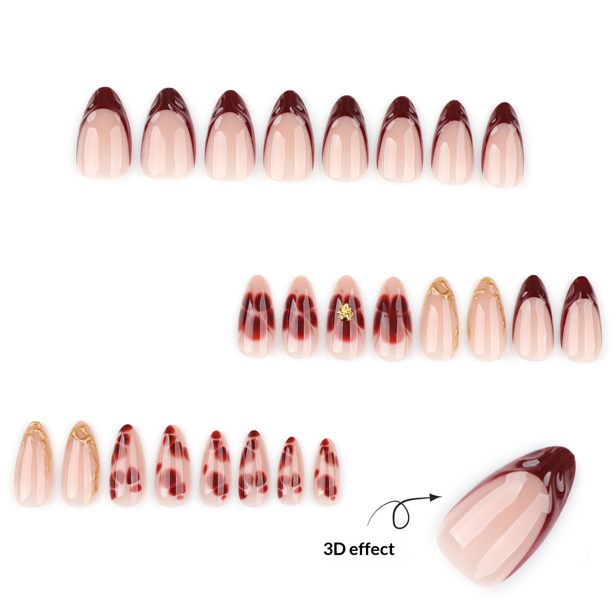 3D Flower Wearable Nail Tips with Glue - French Minimalist