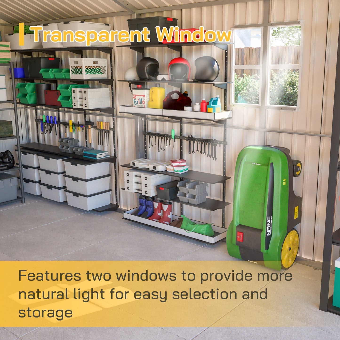 12x20 FT Outdoor Metal Shed - Spacious Storage with Double Doors