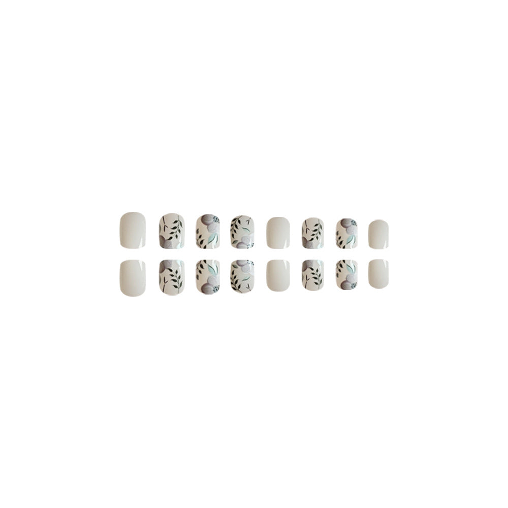 24 Pcs Nail Stickers Green Leaf Flower Pattern Cute and Elegant Nail Art Decals
