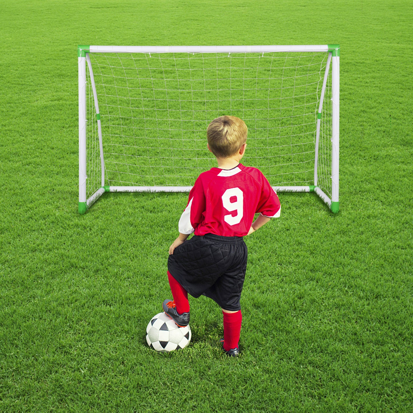 6' x 4' PVC Soccer Goal with Net & Ground Nails - White/Green