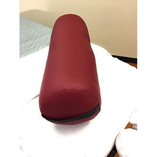 Fluffy Massage Bolster Pillow by NRG - 8"W x 26"L Full Round Massage/Spa Table Bolster with Carrying Strap - Supports Neck, Knees or Ankles - PVC Free Vinyl Upholstery - CFC Free Foam - Color Burgundy