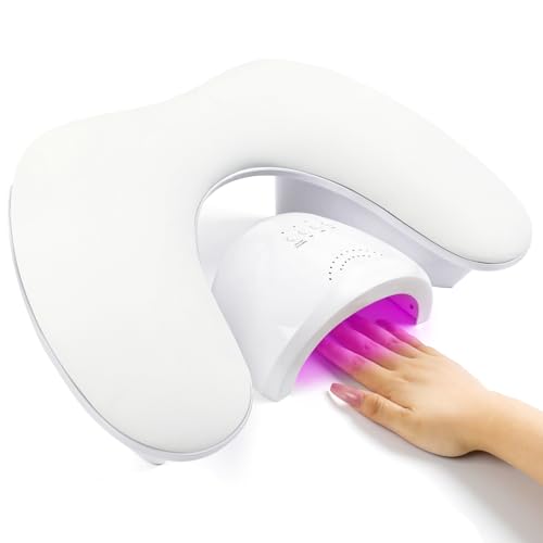 Arm Rest for Nails Tech, U Shaped Soft PU Leather Nail Arm Rest,Ergonomic Slope Angle Hand Rest for Nails Tech,Professional Salon Manicure Arm Rest Cushion (White)