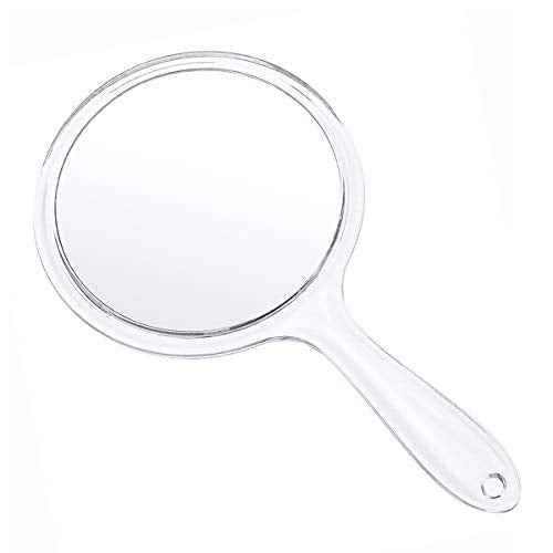 Makeup Hand Mirror, Double-Sided 3X 1x Magnifying Large Travel Handheld Mirror Cosmetic Mirror Acrylic Clear Finish Round Mirror (Clear)
