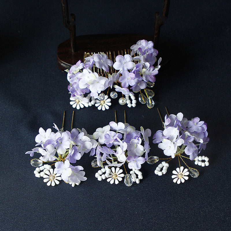 Ancient Hanfu Silk Flower Hairpin & Hair Band Set