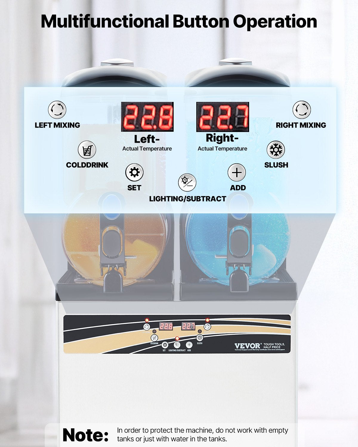 Commercial Slushy Machine 15L Dual Tank Margarita & Frozen Drink Maker