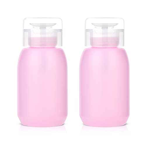 MEKK Acetone Pump Dispenser,Push Down Pump Dispenser Empty Alcohol Dispenser Push Down Nail Polish Remover Pump One-Touch Pump Bottle Dispenser for Nail Polish & Makeup Remover 2 Pack 200ML(6.8oz)