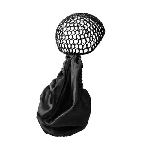 2 in 1 Wrap Cap Bonnet ? Adjustable Hair Wrap Net & Scarf for Silk Press, Extra Long Hair Bonnet Wrap Cap for Curly & Braided Black