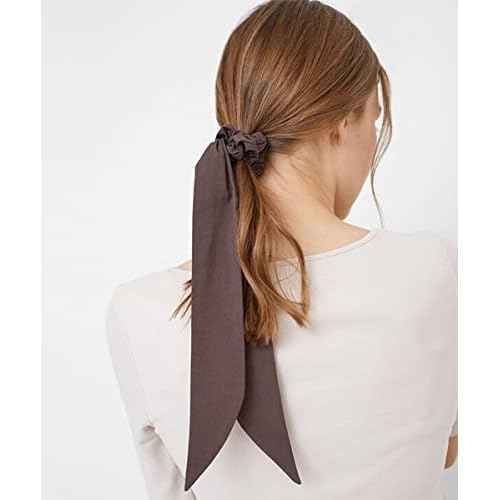 Hair Scarf Scrunchies, TOBATOBA Satin Ponytail Holders with Ribbon Tails, Elastic Hair Bows, Bandanas, and Scrunchies for Women