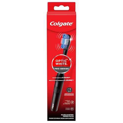 Colgate Optic White Pro-Series Whitening Battery Operated Toothbrush with Timer, Soft, Black