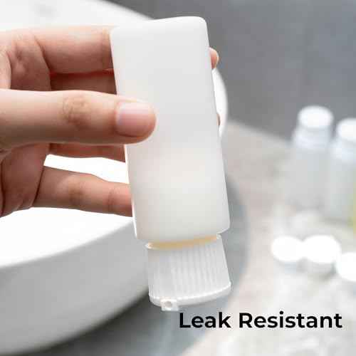 2oz TSA Approved Translucent Squeeze Bottles with Fliptop & Extra Screw Caps, Set of 4, Leak Proof, FDA Compliant. Safe for Premium Costmetic, Shampoo, Conditioner and DIY projects. (HDPE FlipTop)