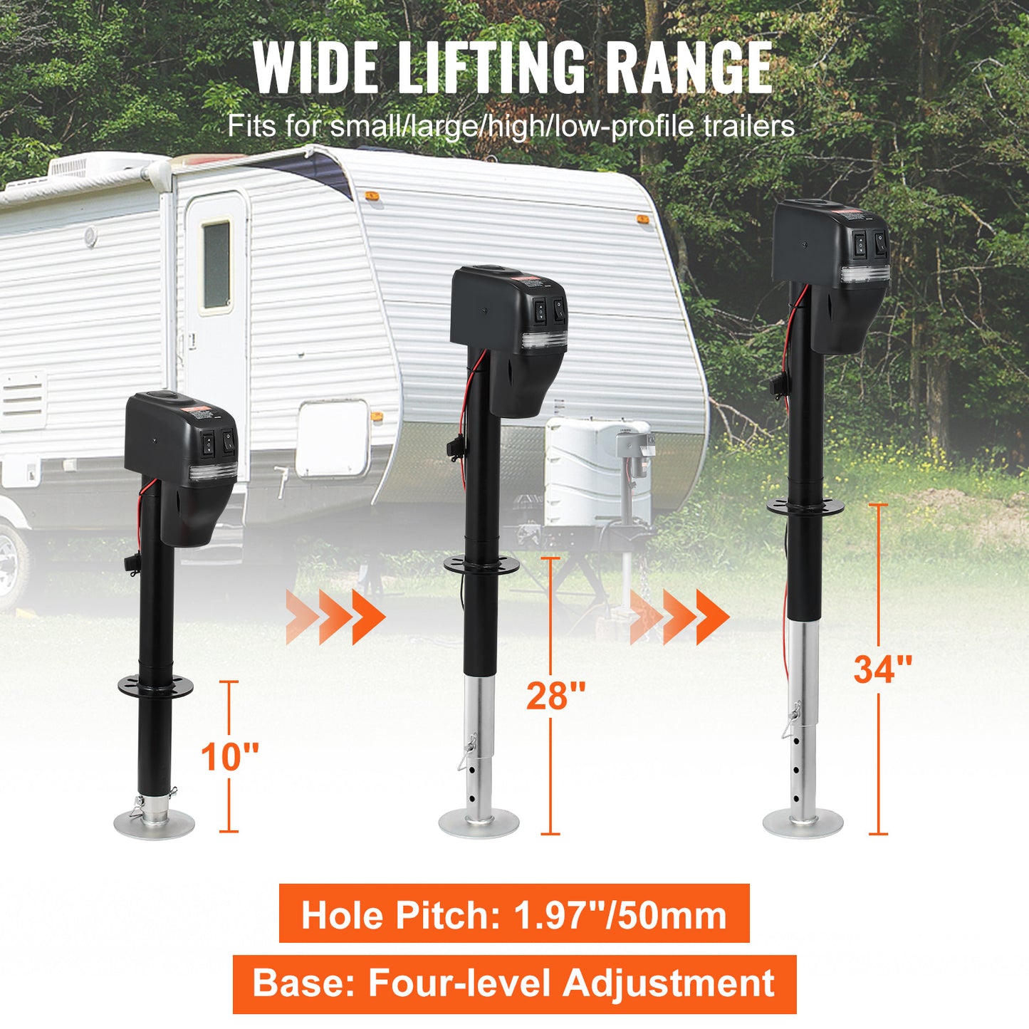 Electric Trailer Tongue Jack 4000 Lb Waterproof RV & Utility Trailer Lift