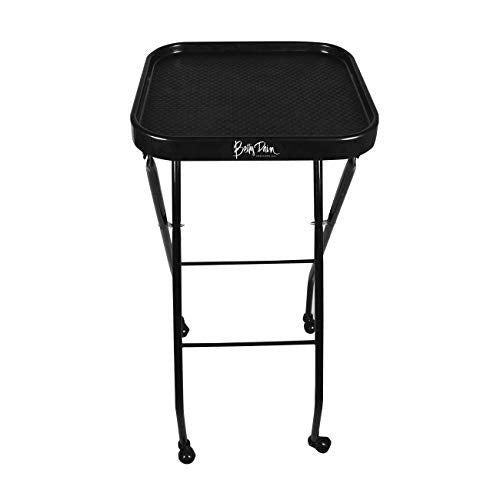 Betty Dain Folding Service Tray, Organized Work Area For Salon Services, Simple Tray Lock Release Tilts to Upright Storage Position, Rubber Wheels, 14.5 x 13.5 Inch Tray, 35 Inch height