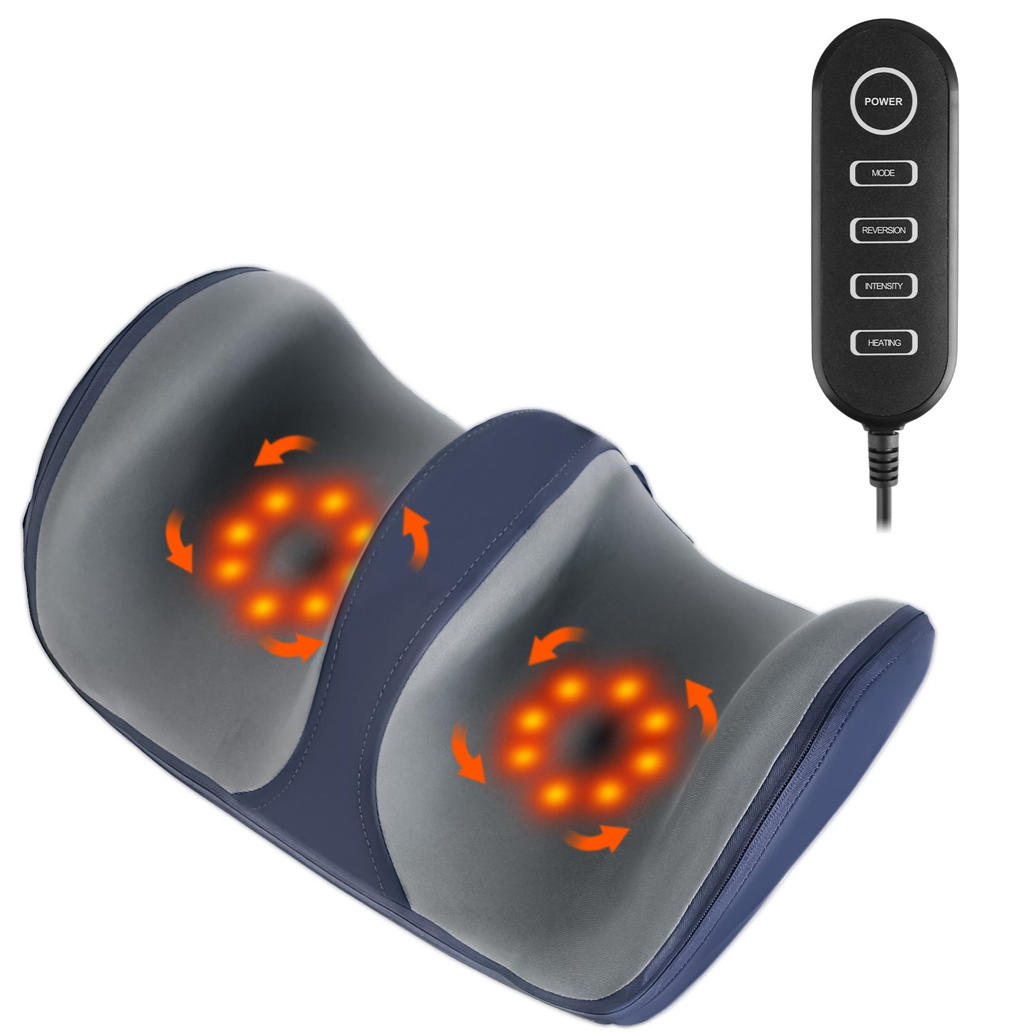 Shiatsu Foot and Calf Massager with Heat - 3 Modes & Intensity - Blue