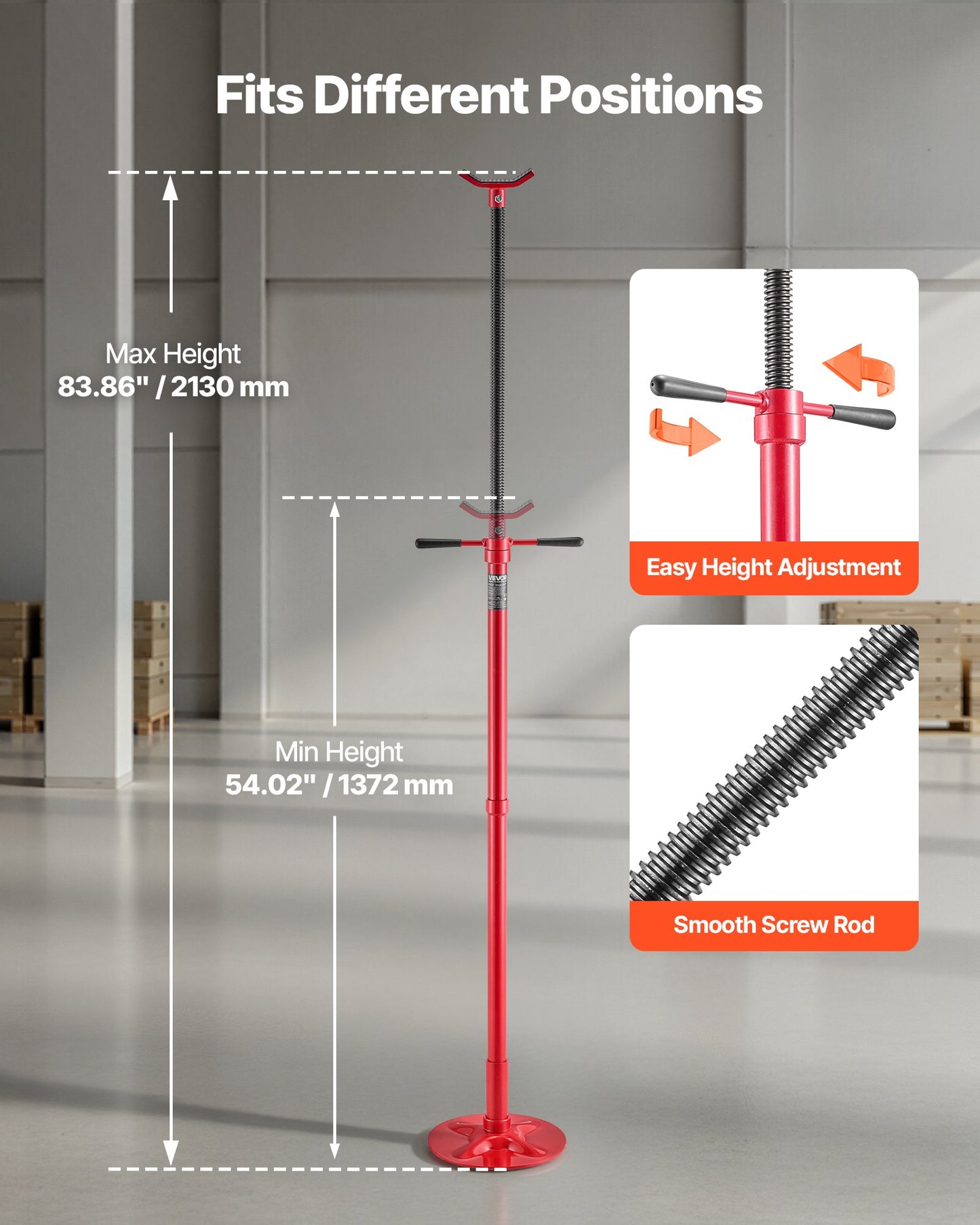 Vehicle Support Stand, 3/4 Ton Capacity, Adjustable Lifting Jack for Underbody Repair