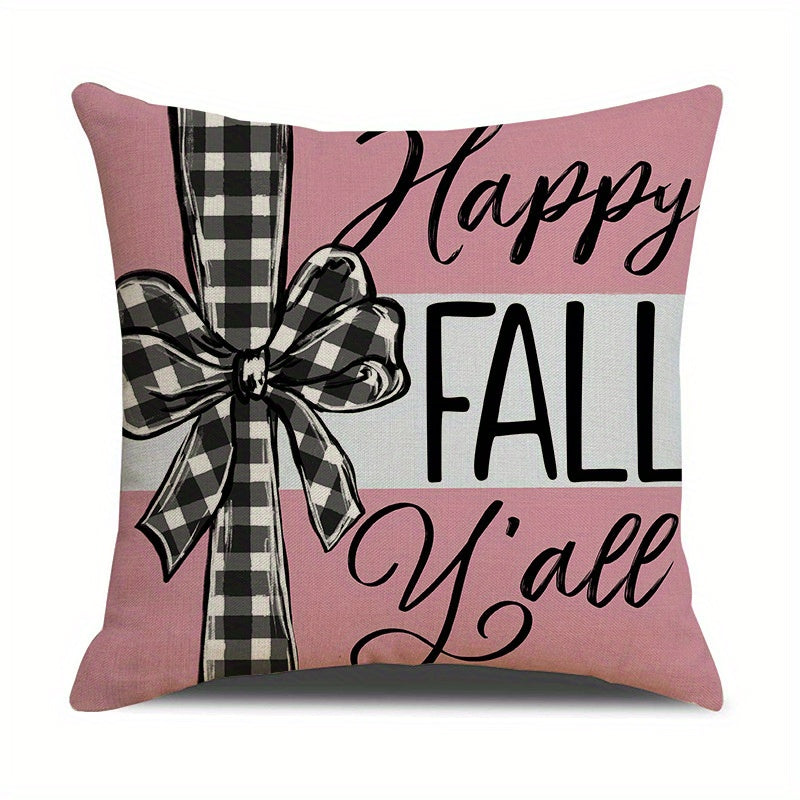 Fall Pillow Covers - 4 Pack 18x18in Pumpkin & Maple Leaf Decor