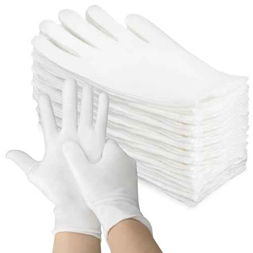 5 Pairs White Cotton Gloves - Breathable Cotton Gloves for Dry Hands Sleeping, Inspection, Coin Handling, Reusable Soft Cloth Glove for Eczema, Spa, Moisturizing Hands, High Elasticity, Women and Men