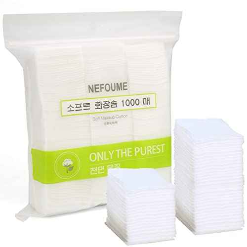 1000 PCS Thin Makeup Facial Cotton Pads, Square Makeup Remover Cotton Pads, Facial Eye Lip Nail Polish Makeup Remover, Non-Woven Cotton, Lint Free