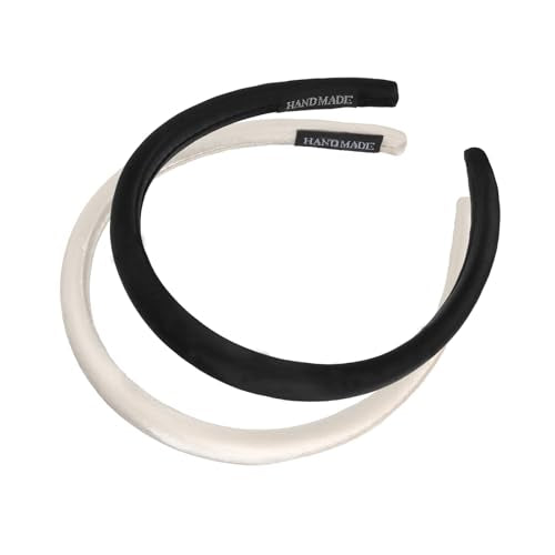 Headbands for Women, Black White Womens Thick Silk Satin Super Soft & Comfortable Sponge Padded Headbands Hair Bands Hoops Accessories for Women Girls