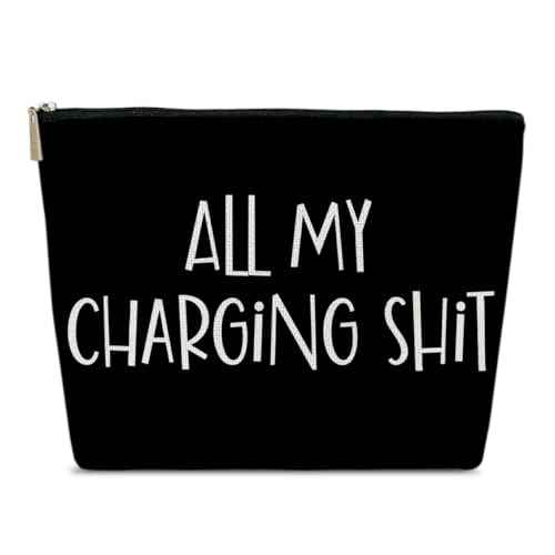 All My Charging Shit Makeup Bag, Travel Gifts for Women Female Best Friend, Cosmetic Bag for Small Travel Accessories, Girls Trip Gifts Favors