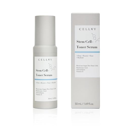 Korean Stem Cell + Toner Serum w/Moroccan Argan Tree Stem Cells, Hyaluronic Acid & Antioxidants, Firming, Hydrating, Anti-Aging, Boosts Collagen Production, Cooling w/Aloe Vera