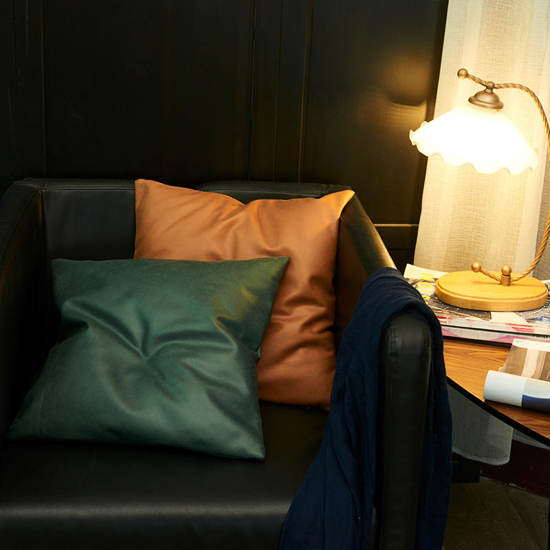 Modern Faux Leather Cushion Cover 45x45cm Solid Color Decorative Pillow Cover