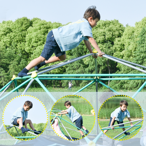 13-Foot Geometric Dome Climber Play Center for Kids - Green
