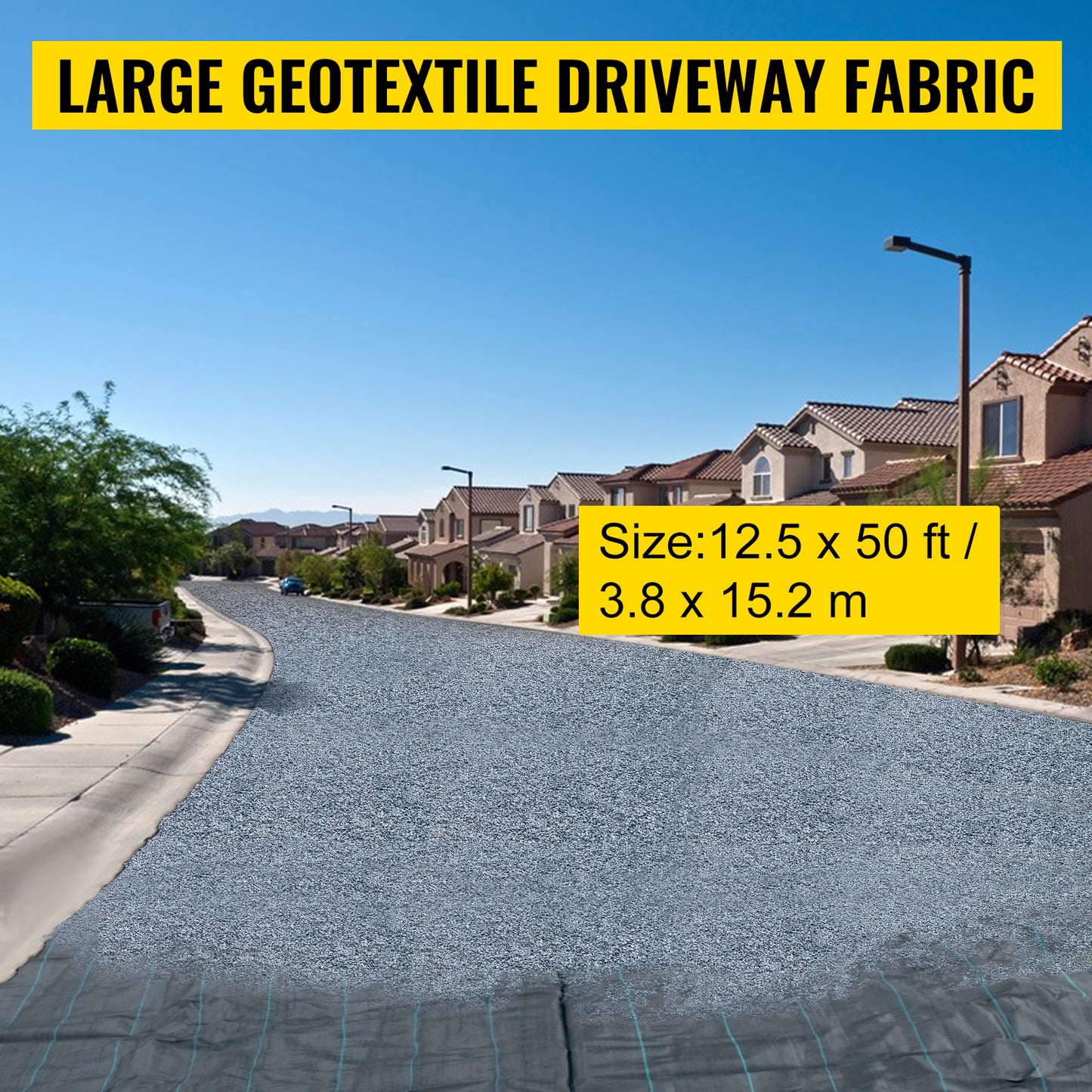 Heavy Duty Geotextile Fabric 12.5 x 50 ft Woven PP Land Stabilization Barrier