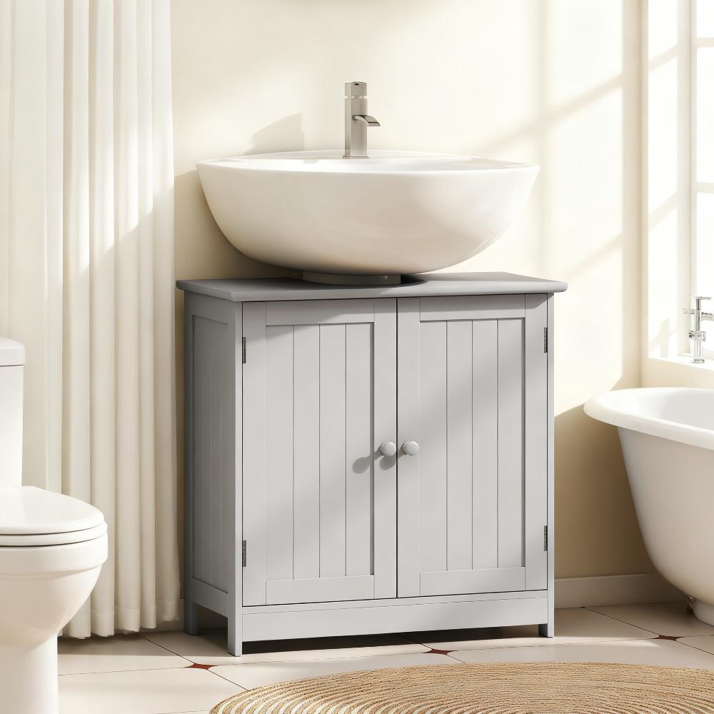 Under Sink Bathroom Vanity Cabinet - Light Gray MDF