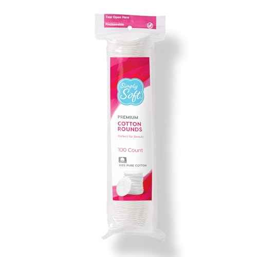 Simply Soft Premium Cotton Rounds, 100% Pure Cotton, Absorbent Cotton Pads, 100 Count (Pack of 6)