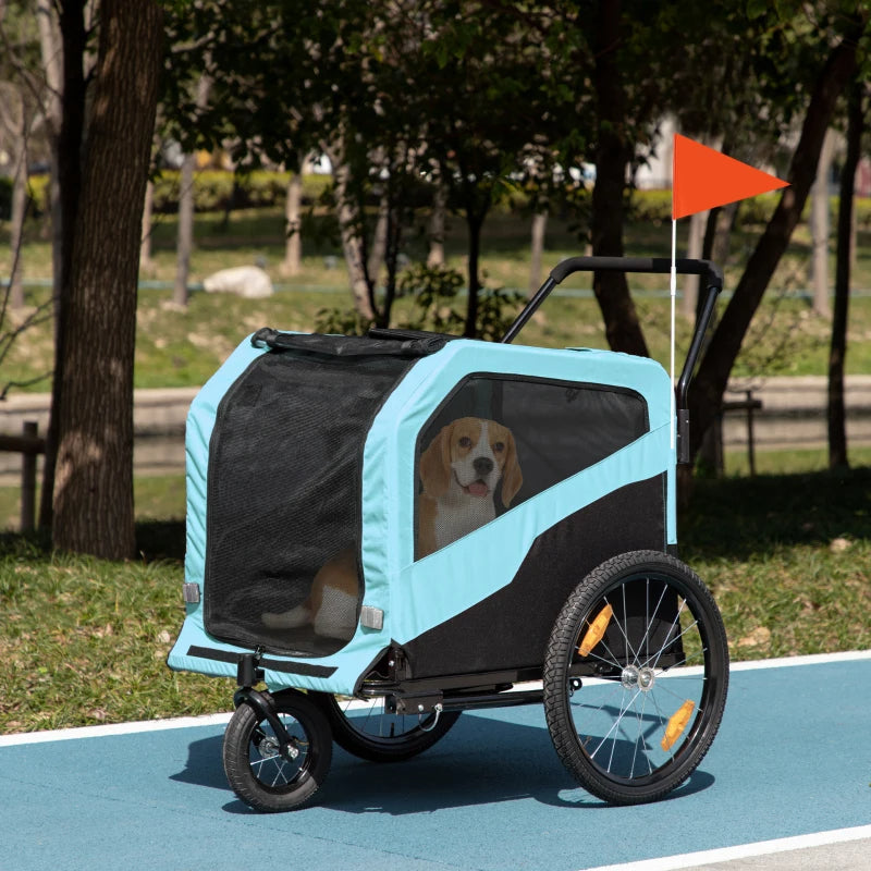 2-in-1 Pet Bike Trailer and Stroller for Large Dogs - Blue
